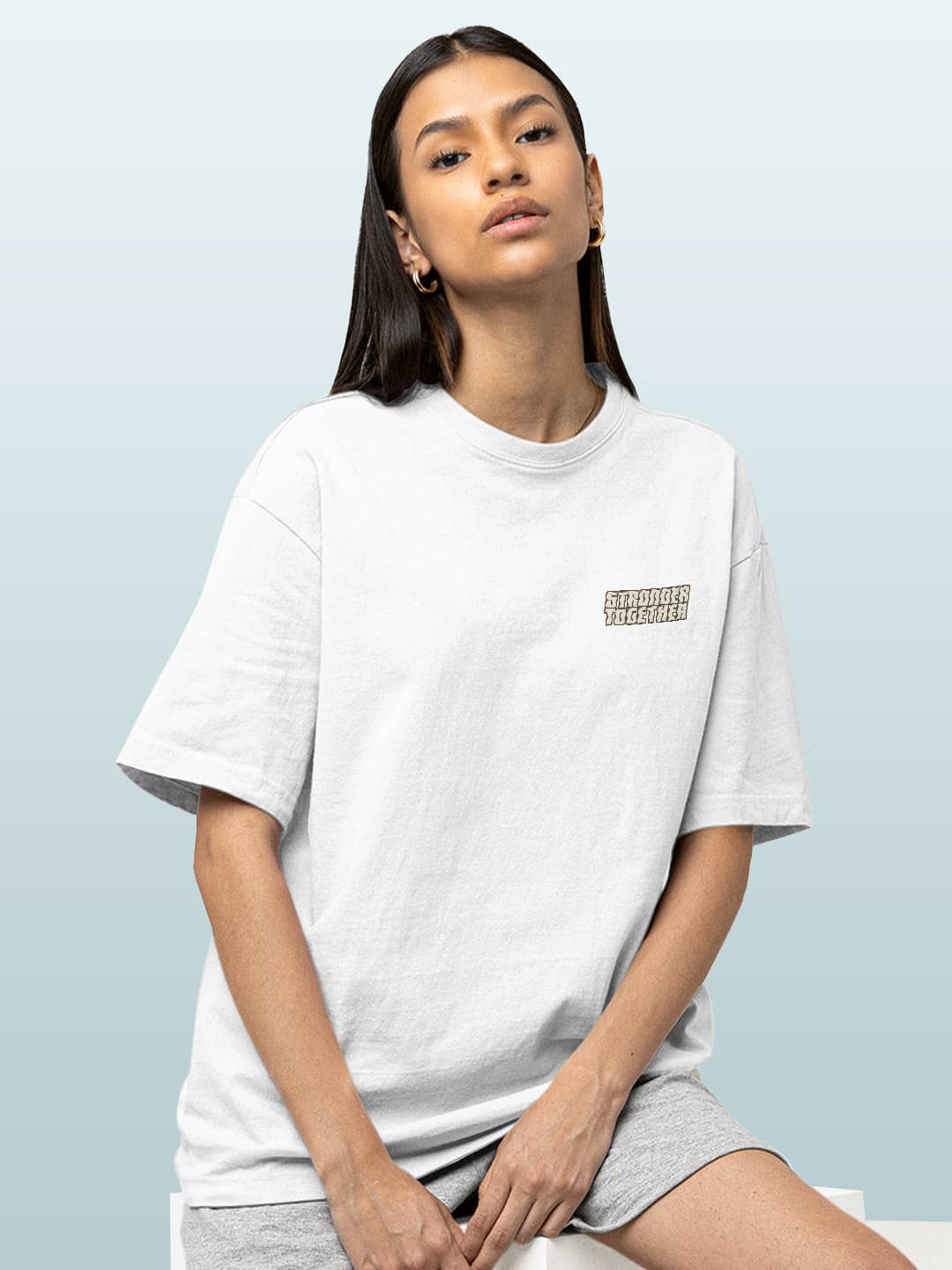 Stronger Together Sketch - Womens Oversized T-Shirt White XL