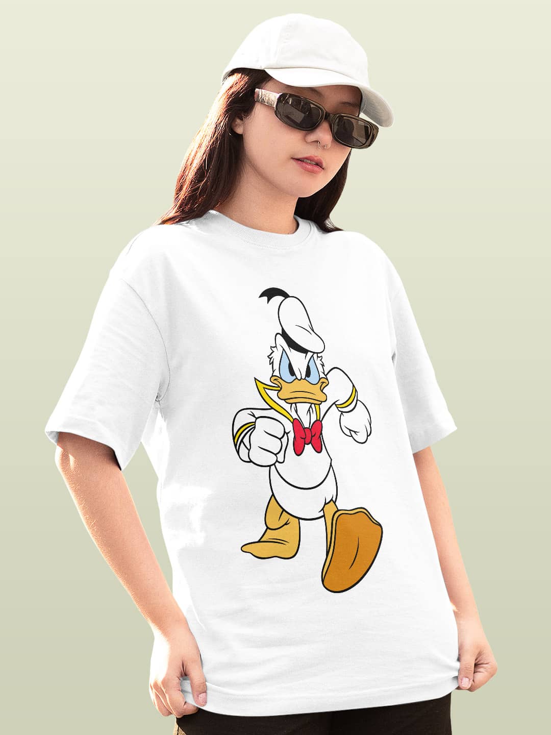 Angry Donald - Womens Oversized T-Shirt White Large
