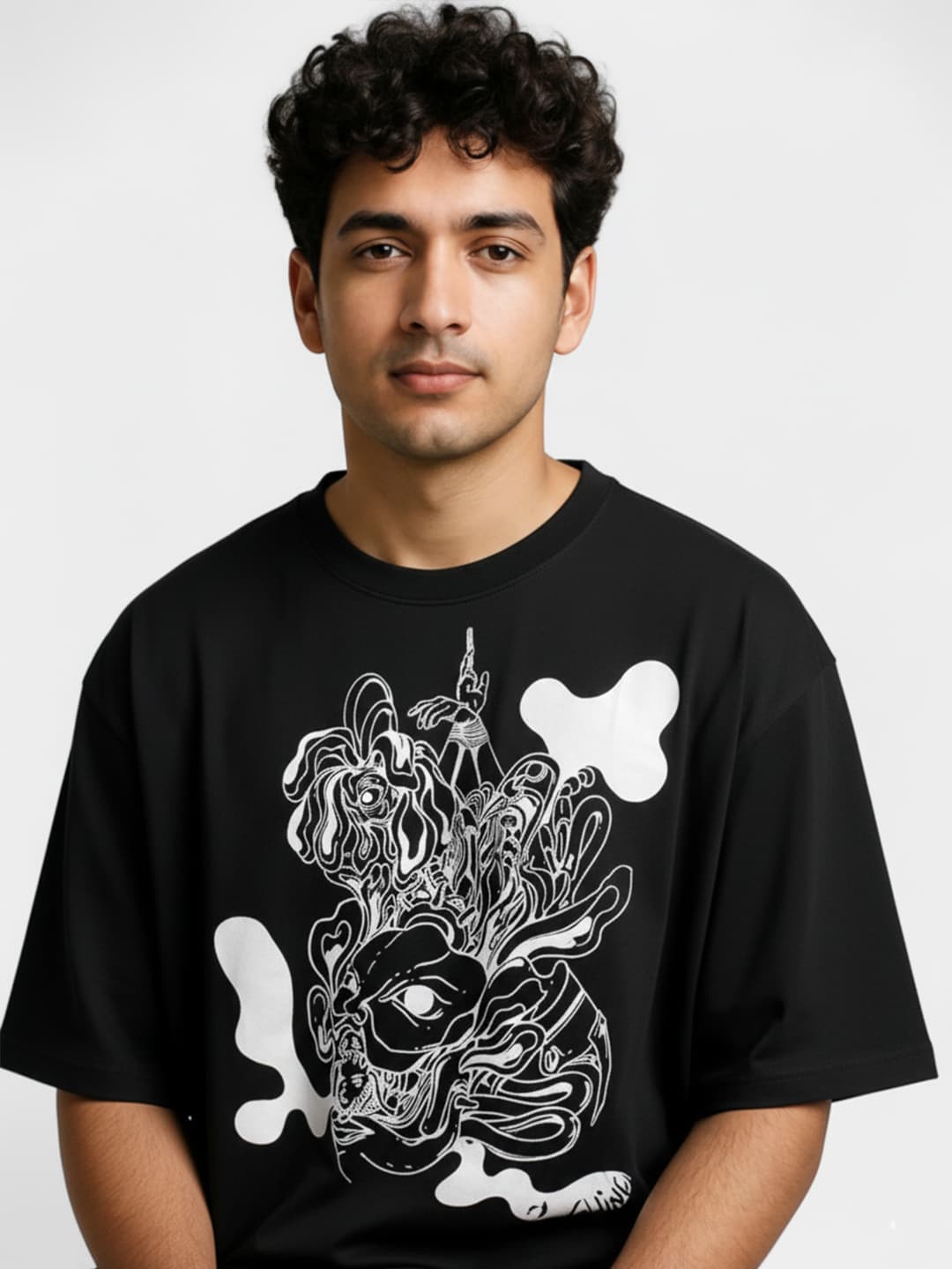 Monster Machine - Mens Oversized T-Shirt Black Large