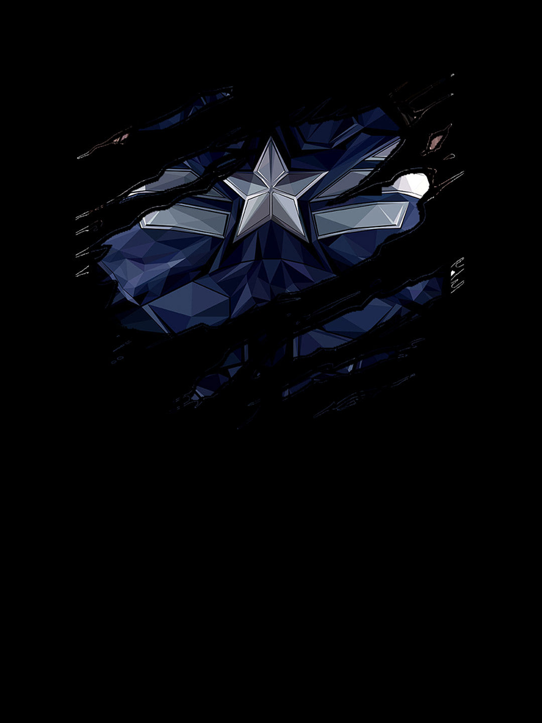 Ripped Captain America - Mens Oversized T-Shirt Black Small