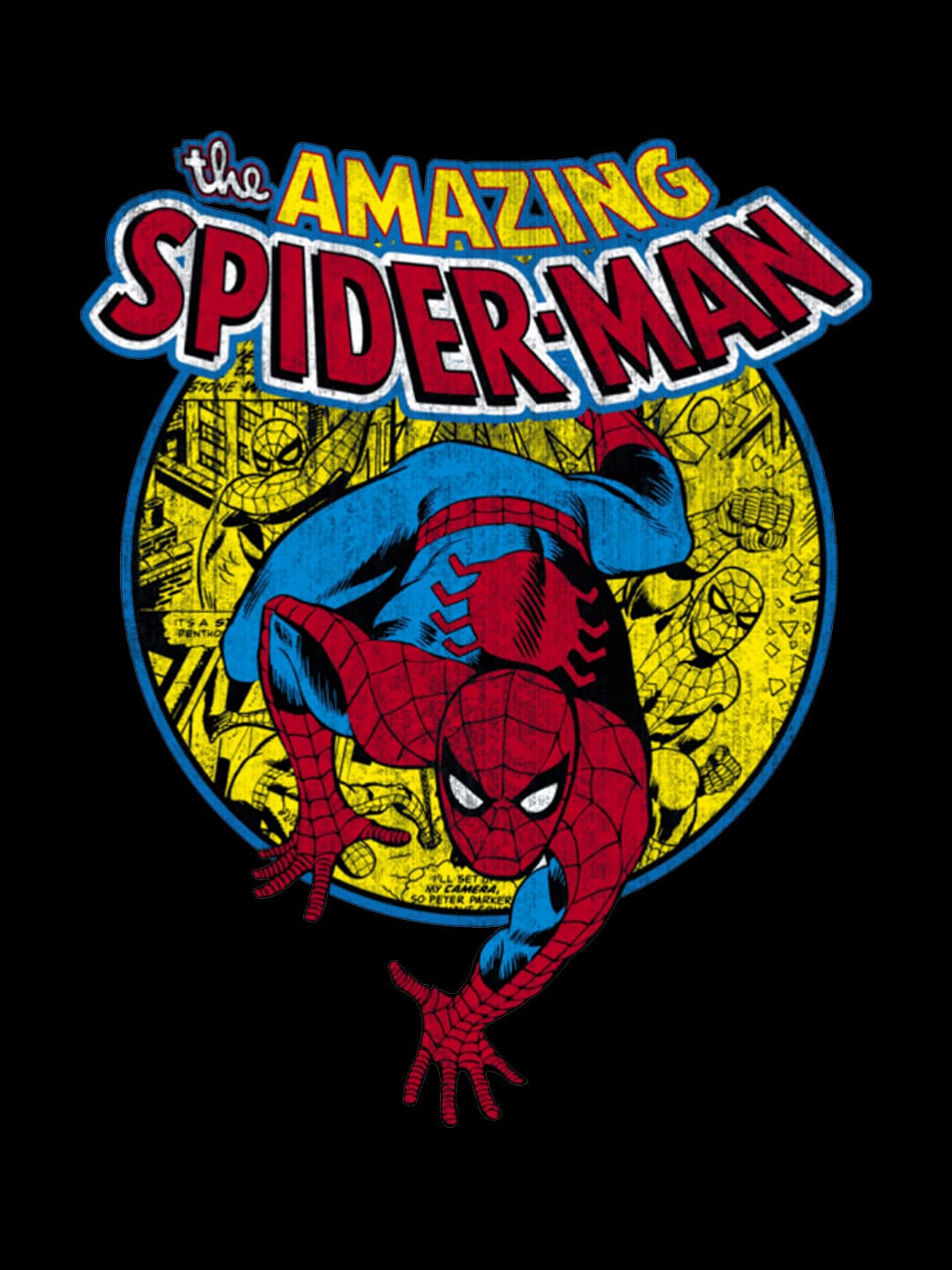 Comic Spidey - Mens Oversized T-Shirt Black Small