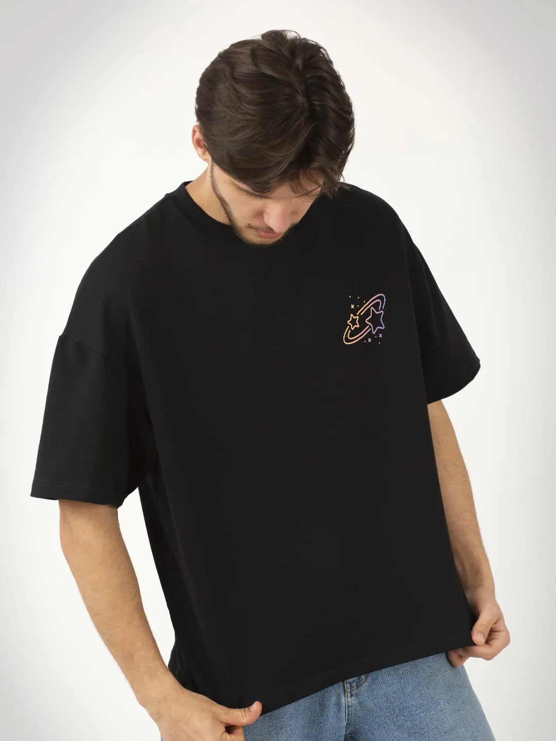 Sky With Stars - Unisex Oversized T-Shirt Black XXL