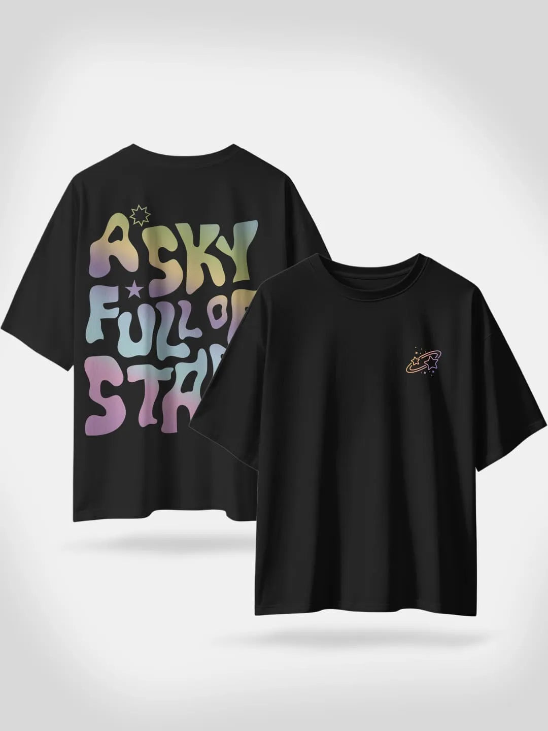 Sky With Stars - Unisex Oversized T-Shirt Black XXL