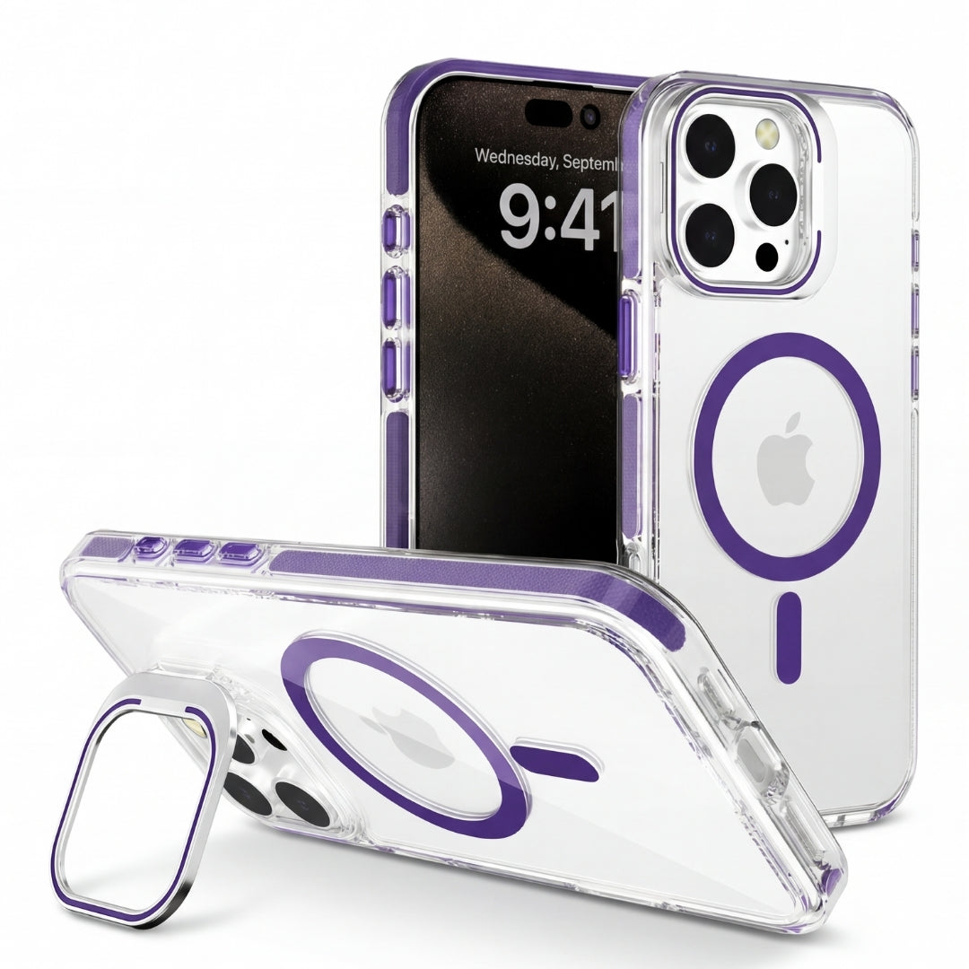 Clear Kickstand iPhone Case for iPhone 16 Pro Purple | Macmerise