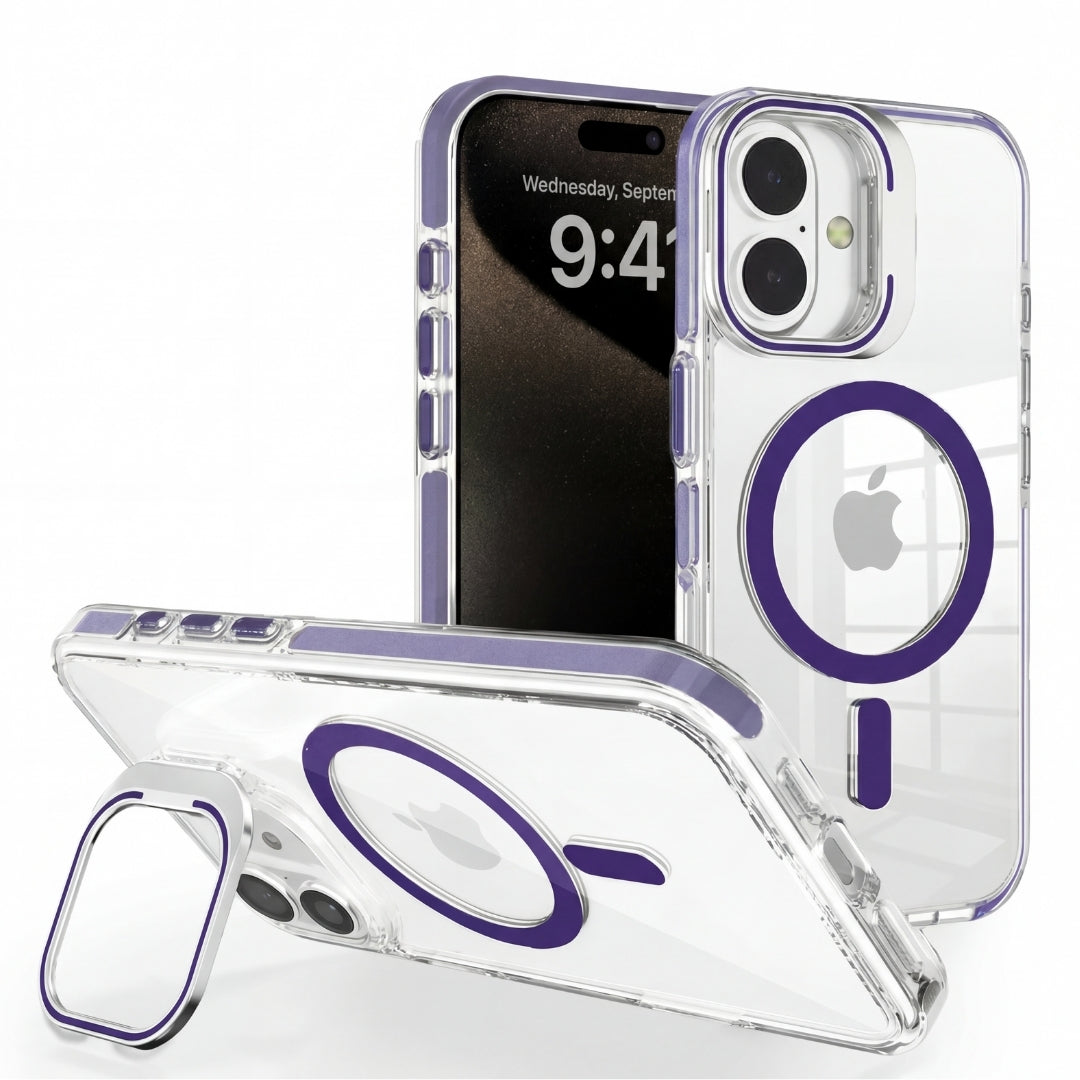 Clear Kickstand iPhone Case for iPhone 16 Purple | Macmerise