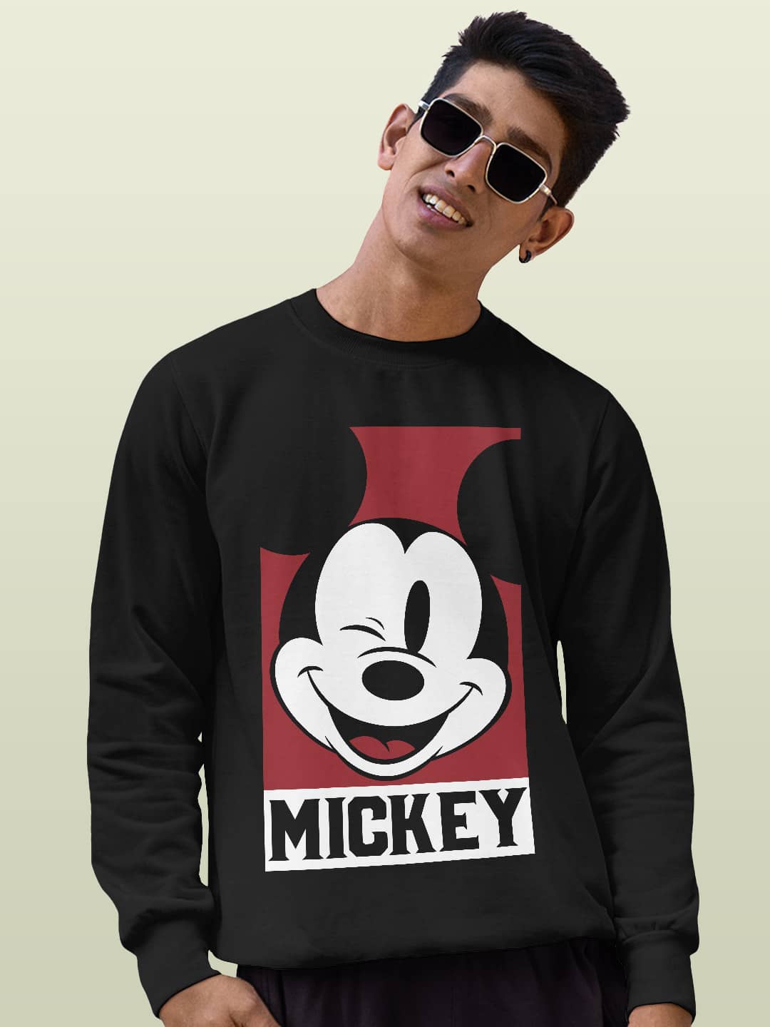 Mickey Mouse Portrait - Mens Sweatshirt - Regular Fit - Black - Medium