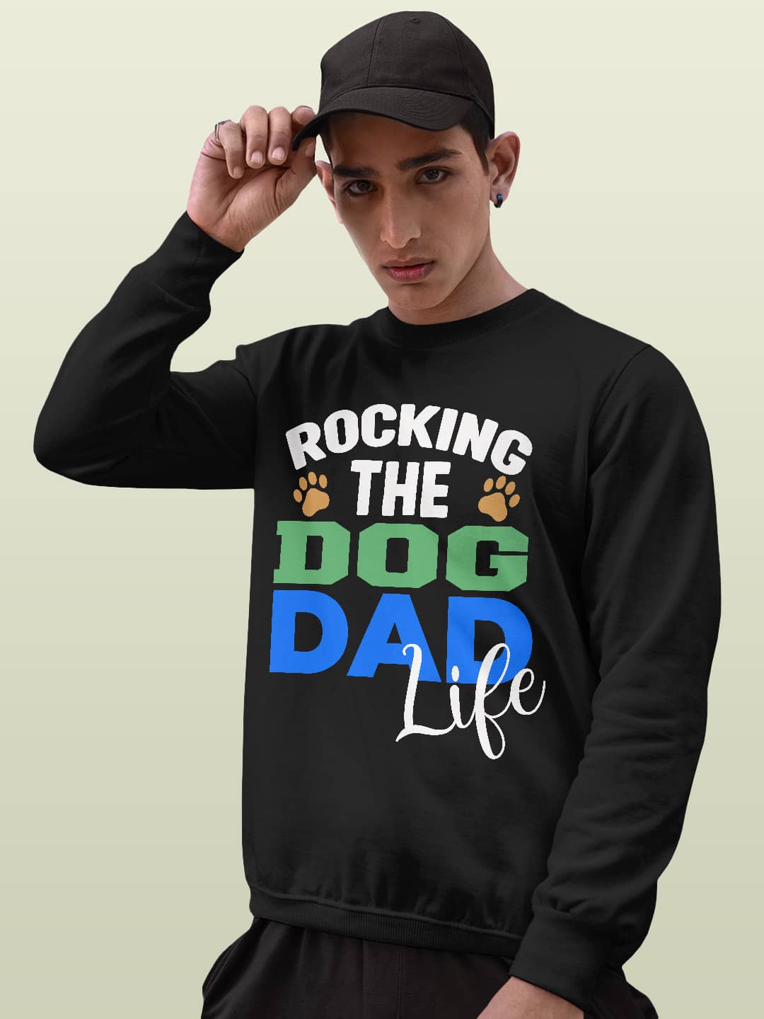 Rocking Dog Dad - Mens Sweatshirt Black Small