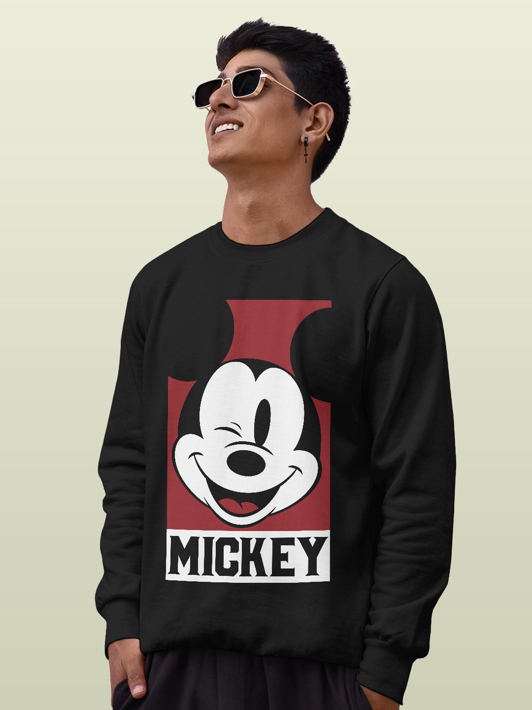 Mickey Mouse Portrait - Mens Sweatshirt - Regular Fit - Black - Medium