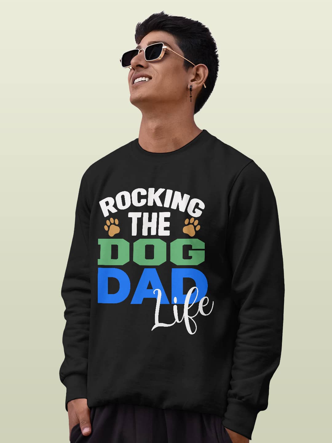 Rocking Dog Dad - Mens Sweatshirt Black Small