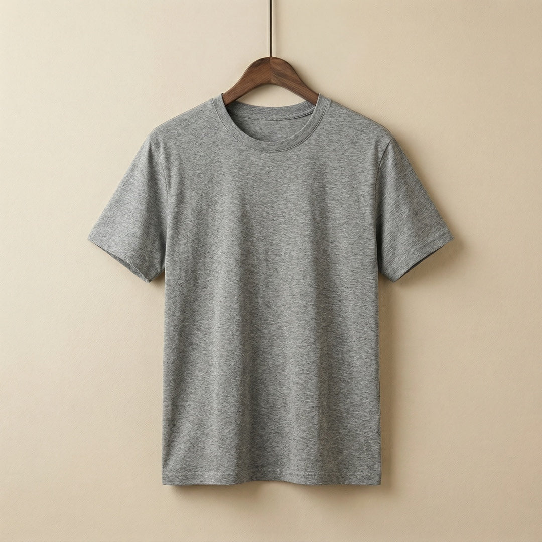 Basics Unisex T-Shirt Grey Melange - front view | Macmerise