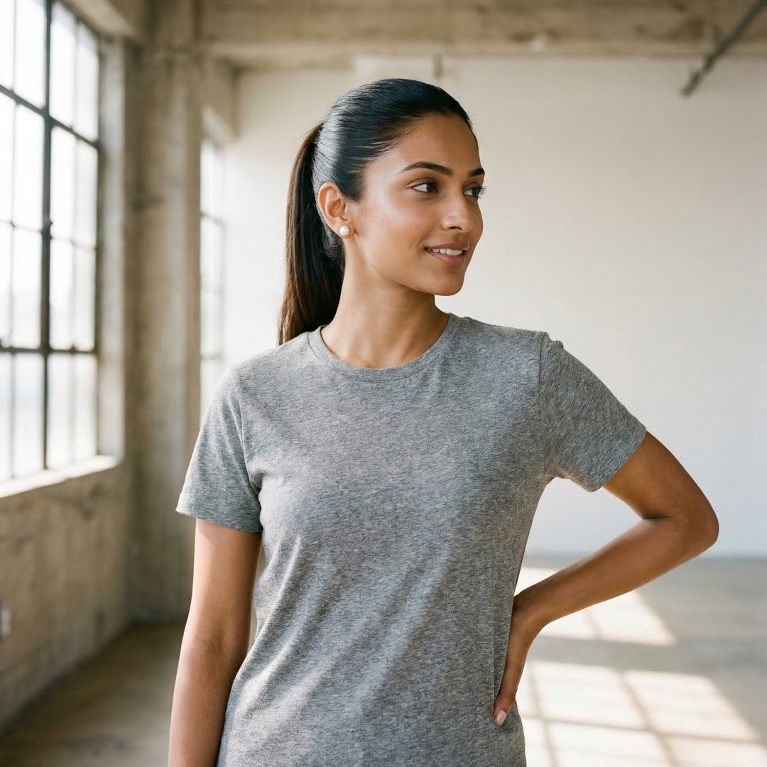 Classic Grey Melange Unisex T-Shirt - detail view | Macmerise