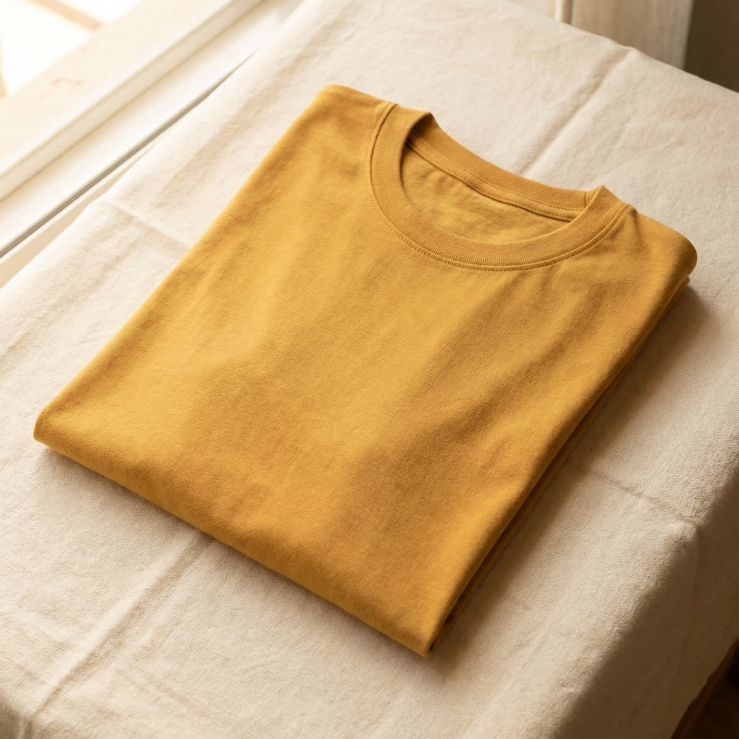 Classic Mustard Yellow Unisex T-Shirt - detail view | Macmerise
