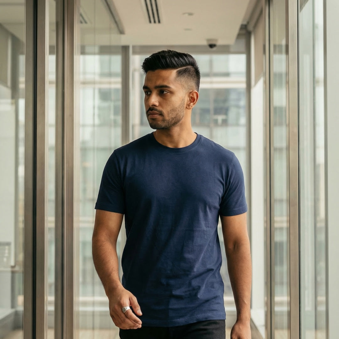 Classic Navy Blue Unisex T-Shirt - back view | Macmerise