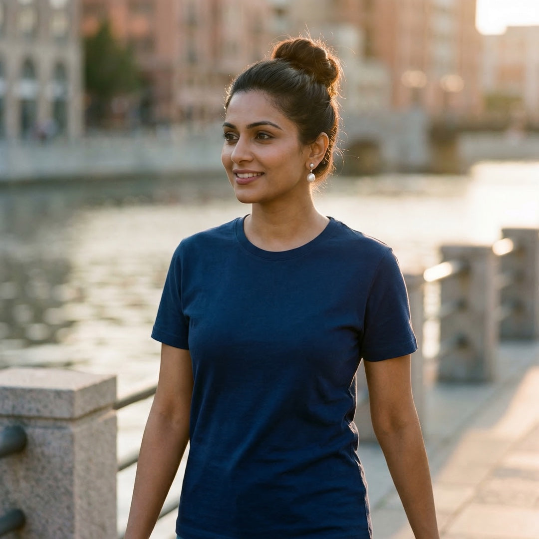 Classic Navy Blue Unisex T-Shirt - detail view | Macmerise