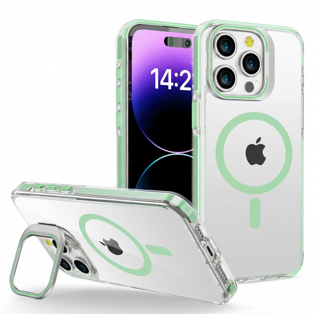 Clear Kickstand iPhone Case for iPhone 15 Pro Max Tea Green | Macmerise
