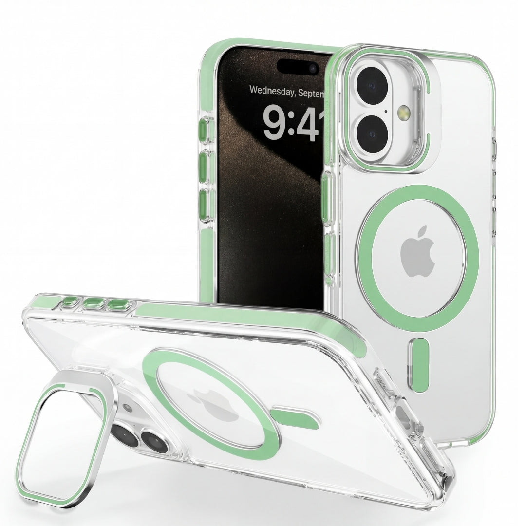 Clear Kickstand iPhone Case for iPhone 16 Plus Tea Green | Macmerise