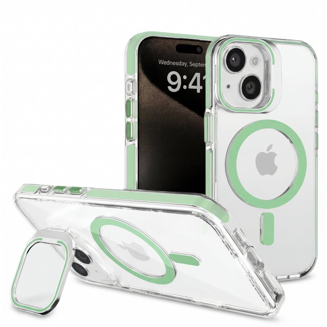 Clear Kickstand iPhone Case for iPhone 15 Tea Green | Macmerise