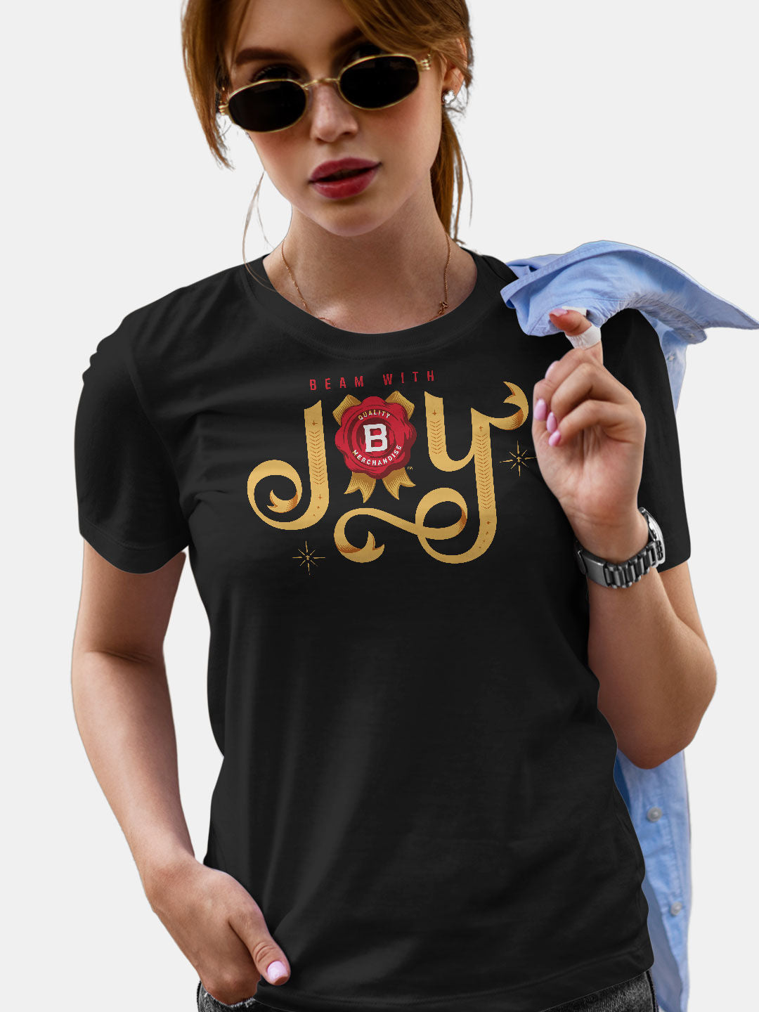 Jim Beam with Joy Black - Womens T-Shirt - Regular Fit - Black - XL
