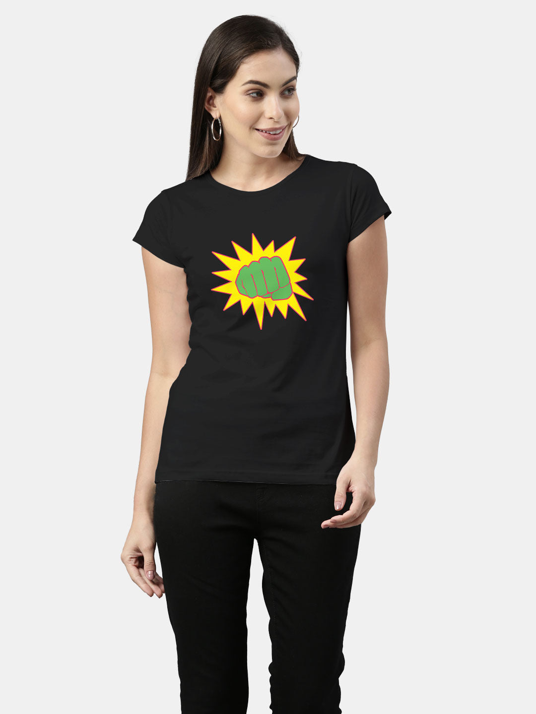 She Hulk Pow - Womens T-Shirt - Regular Fit - Black - Medium