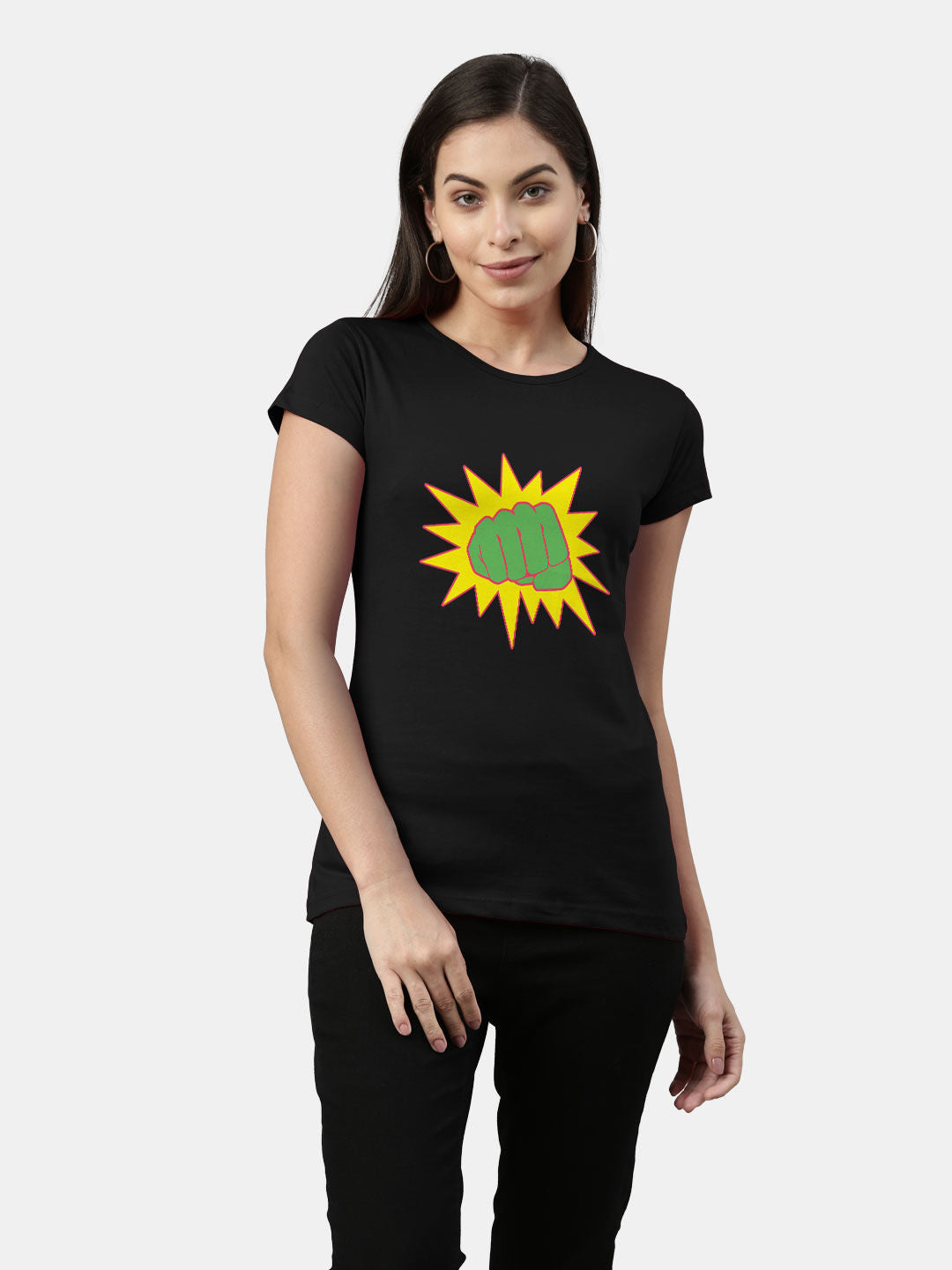 She Hulk Pow - Womens T-Shirt - Regular Fit - Black - Medium