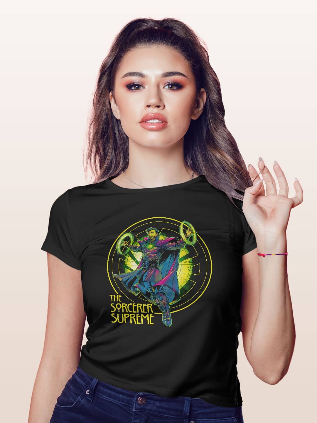 Neon Sorcerer Supreme - Womens T-Shirt - Regular Fit - Black - XL