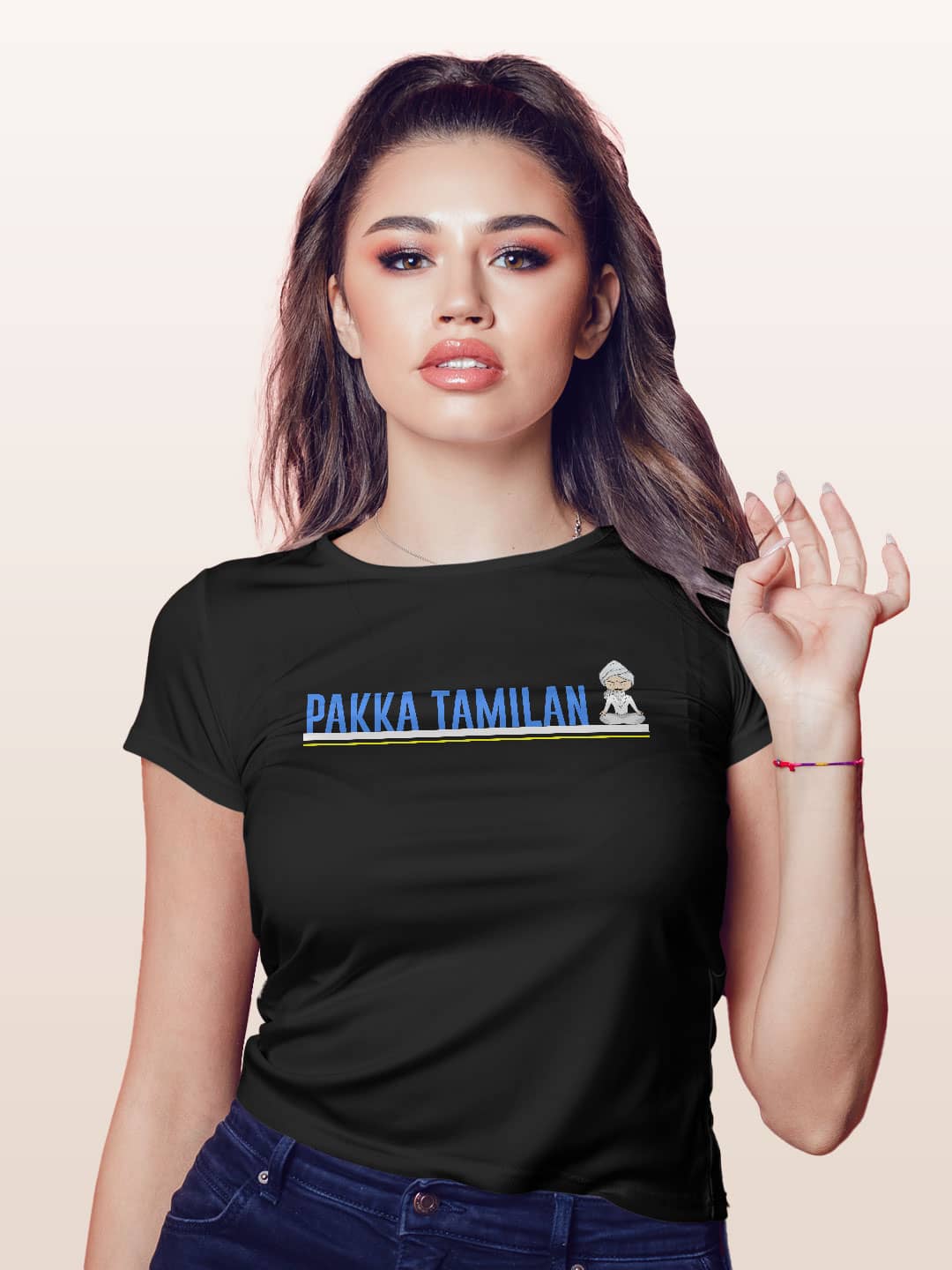 Pakka Tamilan - Womens T-Shirt - Regular Fit - Black - Small
