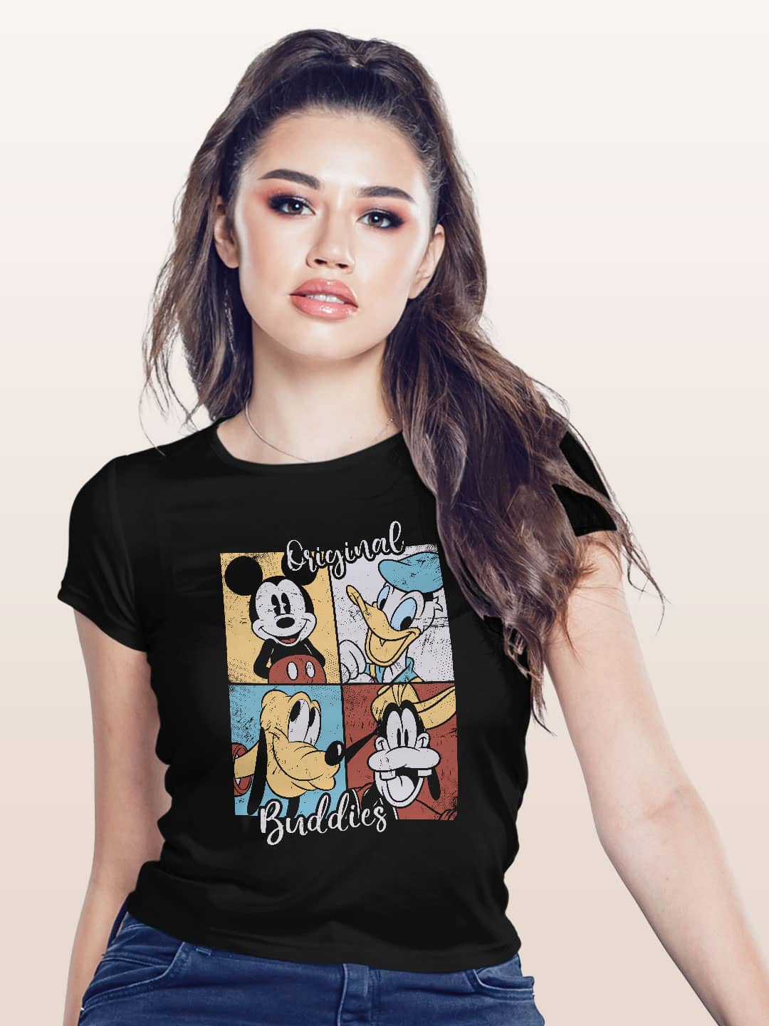 Mickeys Buddies - Womens T-Shirt Black Medium