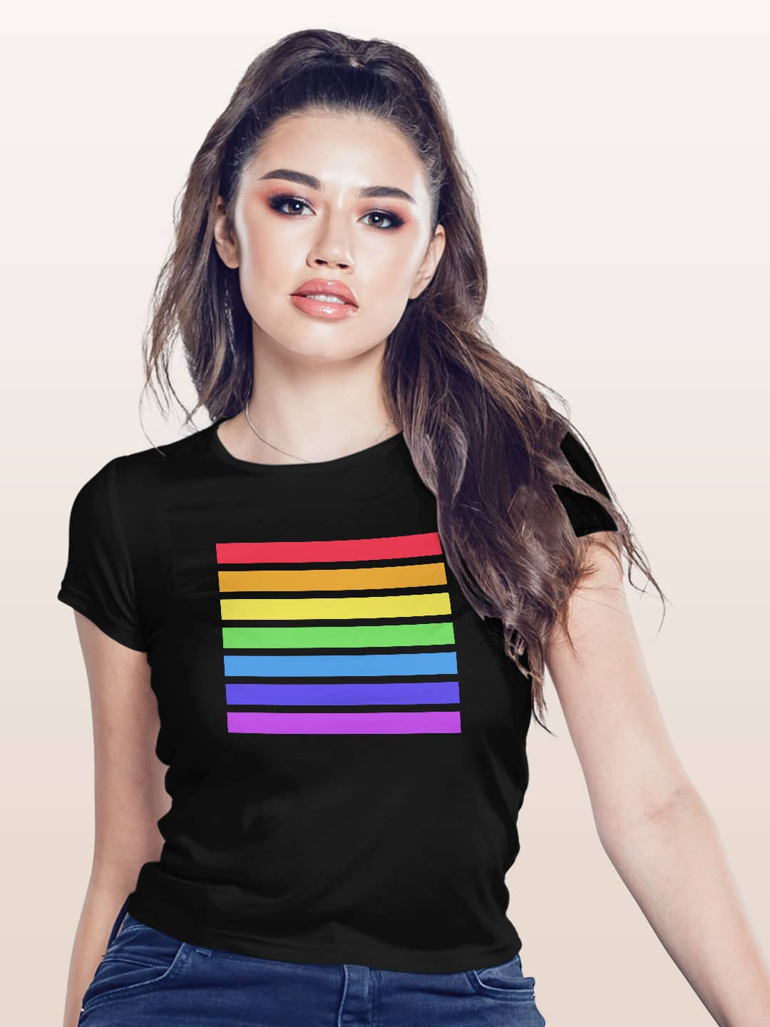 Pride Stripes - Womens T-Shirt Black XXL