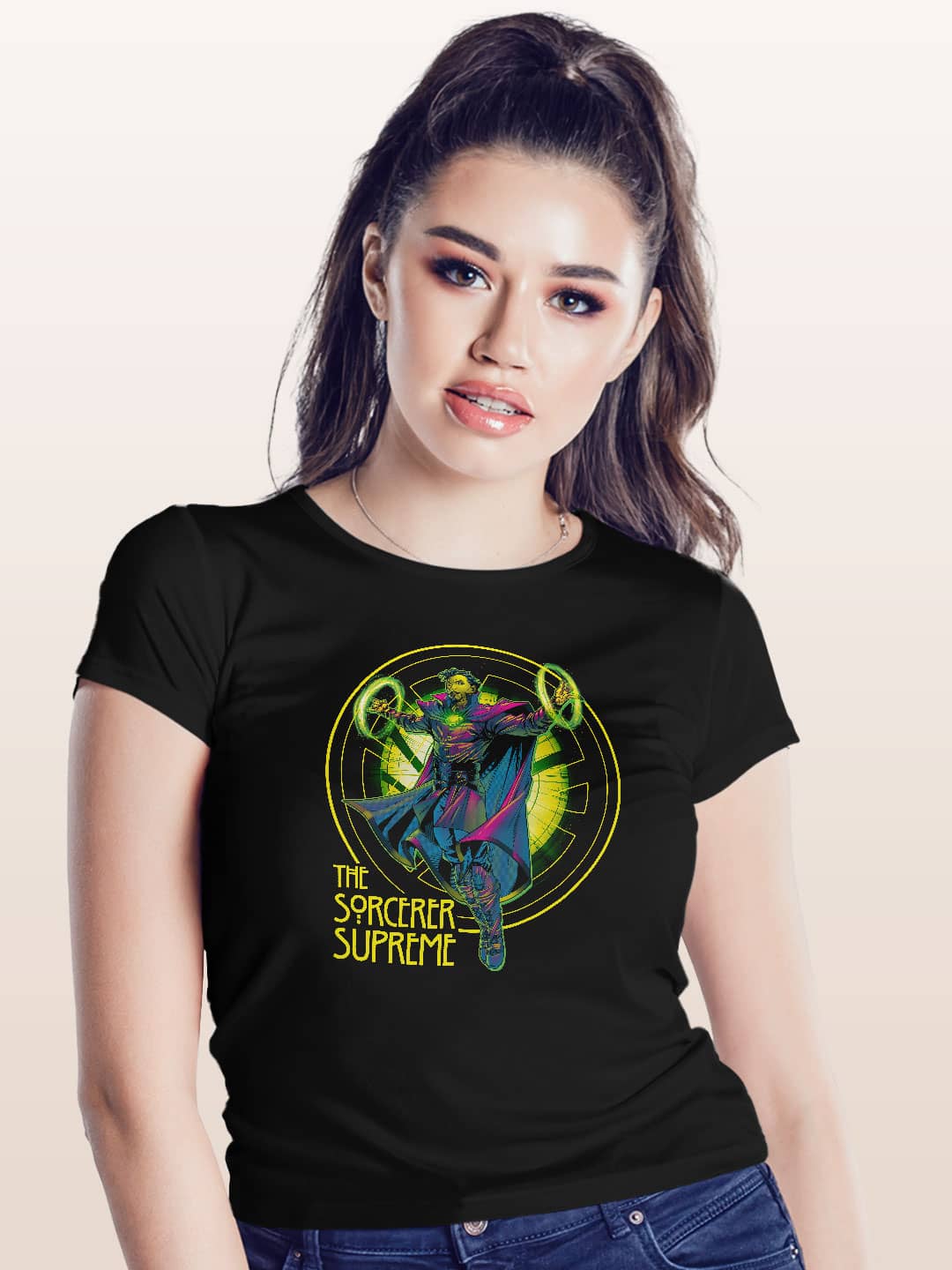 Neon Sorcerer Supreme - Womens T-Shirt - Regular Fit - Black - XL