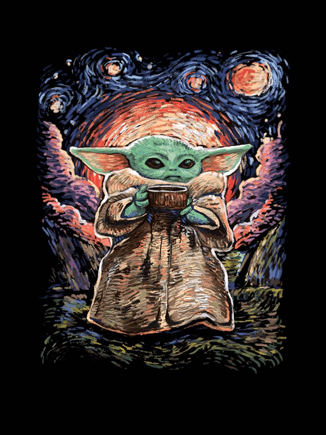 Impressionist Grogu - Womens T-Shirt Black Medium