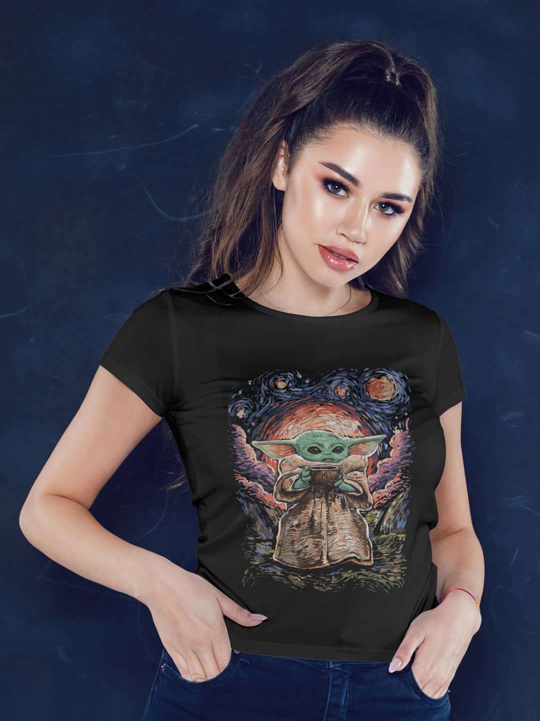 Impressionist Grogu - Womens T-Shirt Black Small