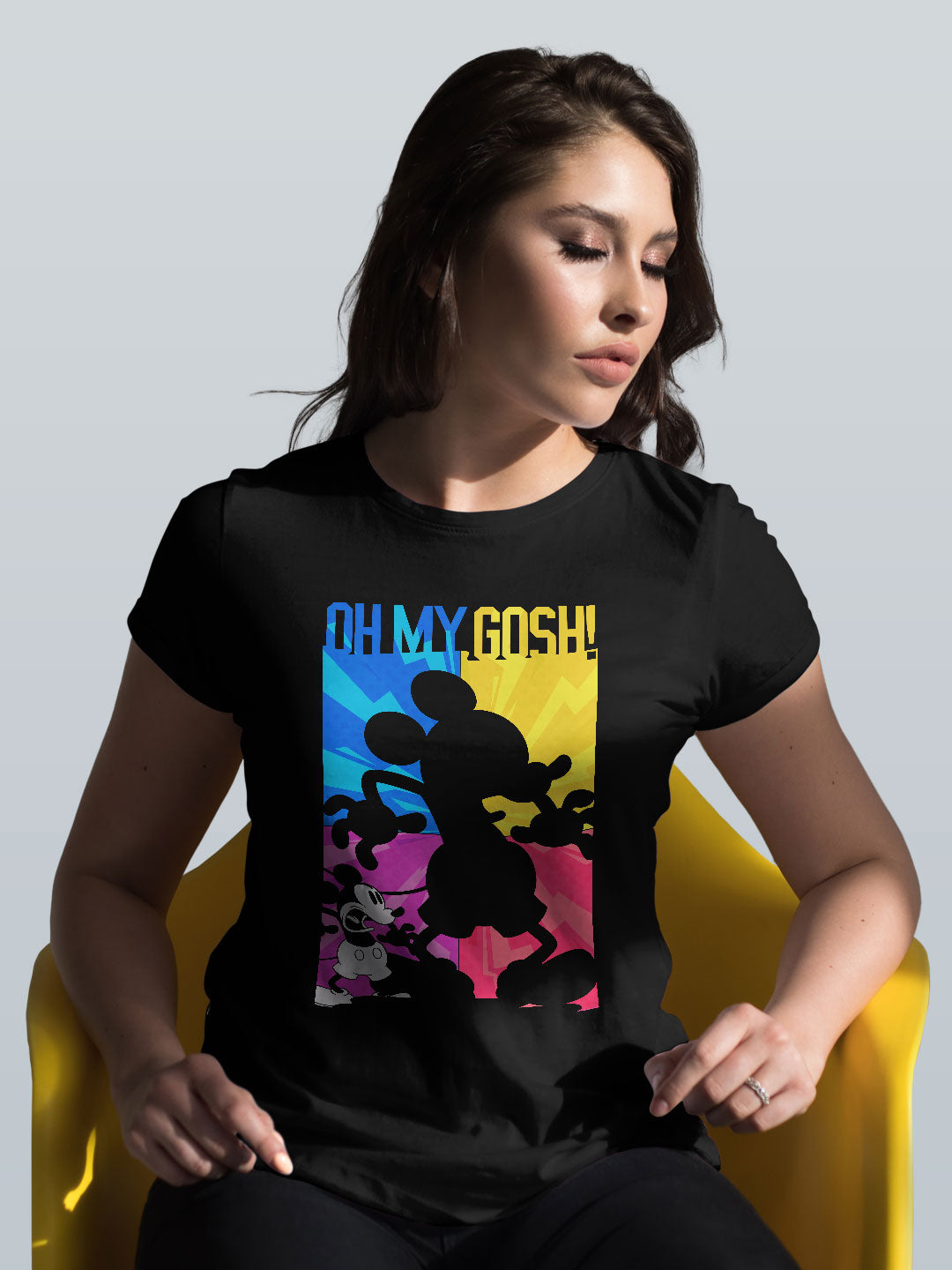 Oh My Gosh Mickey - Womens T-Shirt Black Large
