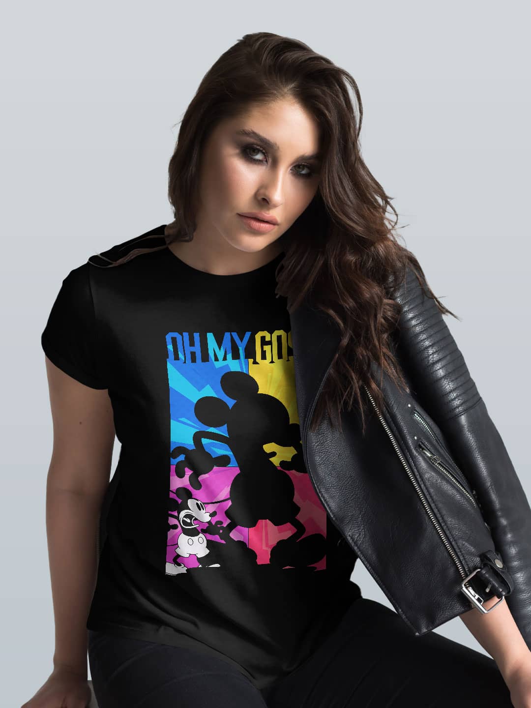 Oh My Gosh Mickey - Womens T-Shirt Black XXL