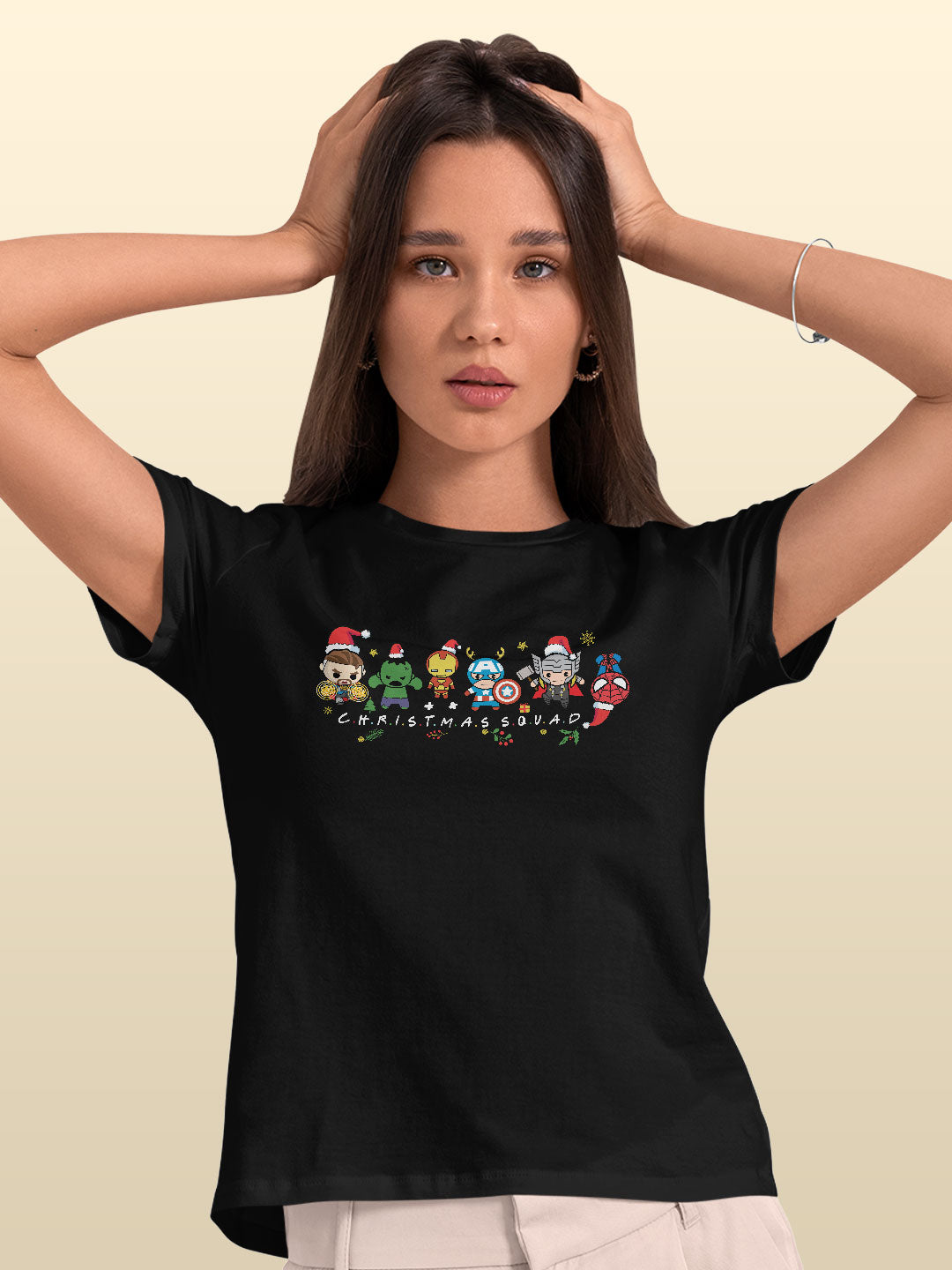 Christmas Squad Marvel - Womens T-Shirt Black XL
