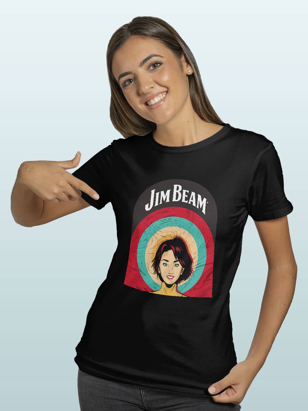 Jim Beam Character Black - Womens T-Shirt Black Small