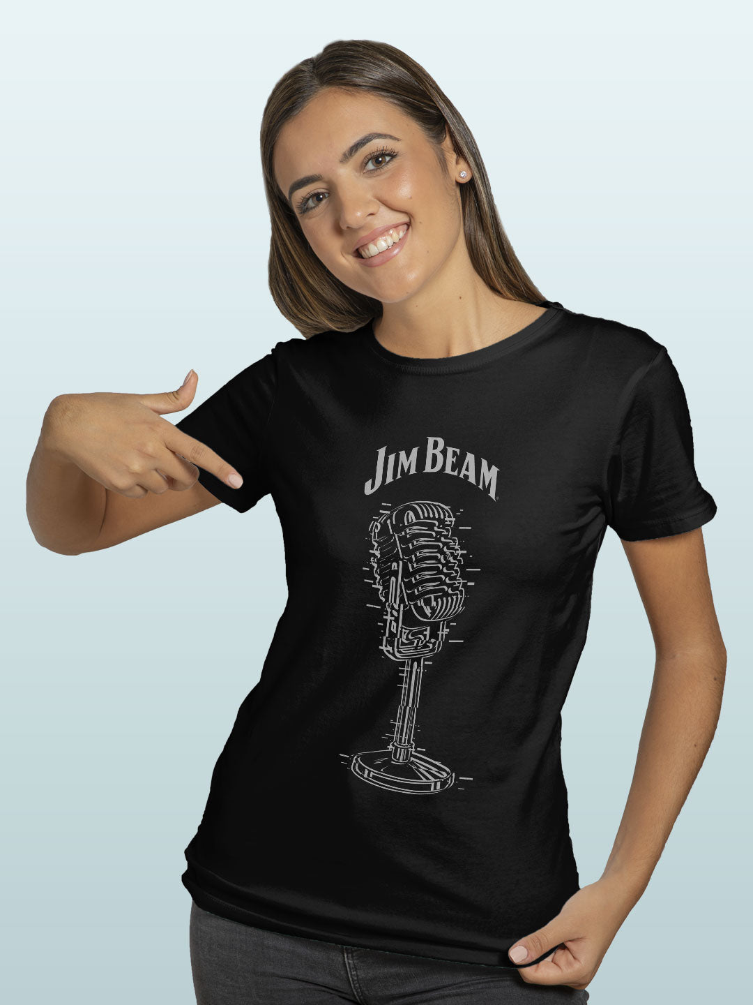 Jim Beam Retro Mic - Womens T-Shirt Black Small