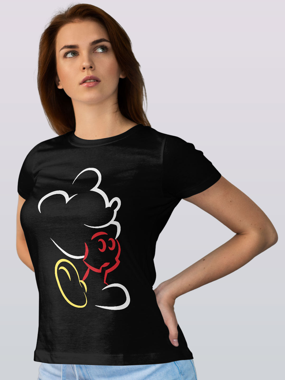 mickeysilhouettestroke-womenst-shirt-black-xl
