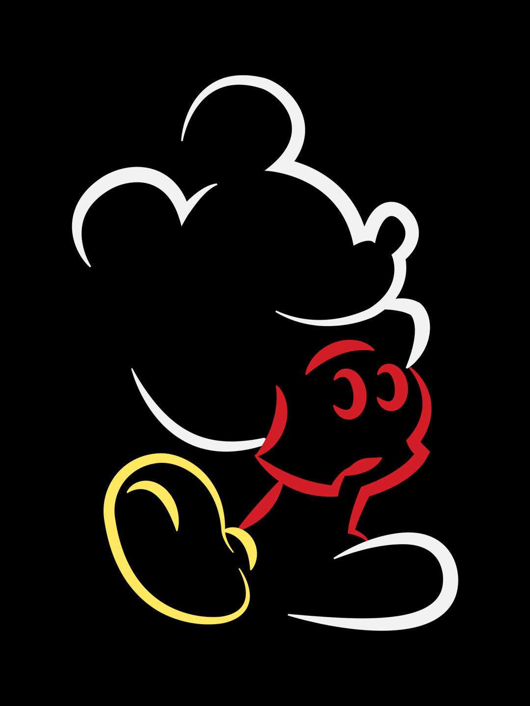 Mickey Silhouette Stroke - Womens T-Shirt Black Medium