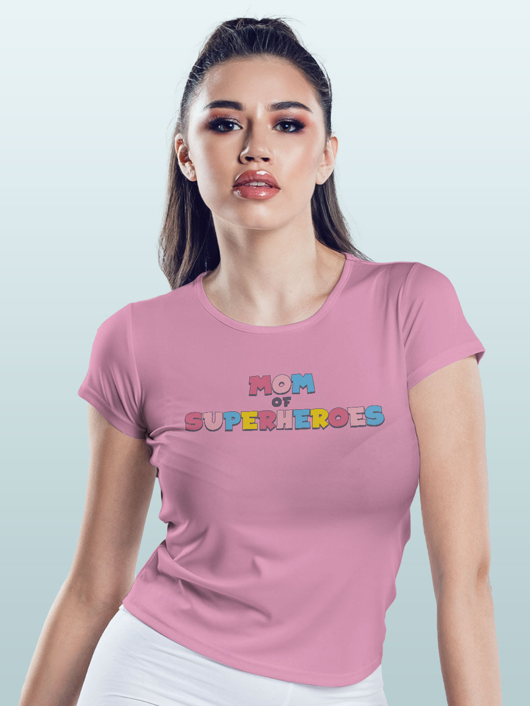 Mom of Superheroes - Womens T-Shirt Baby Pink Large