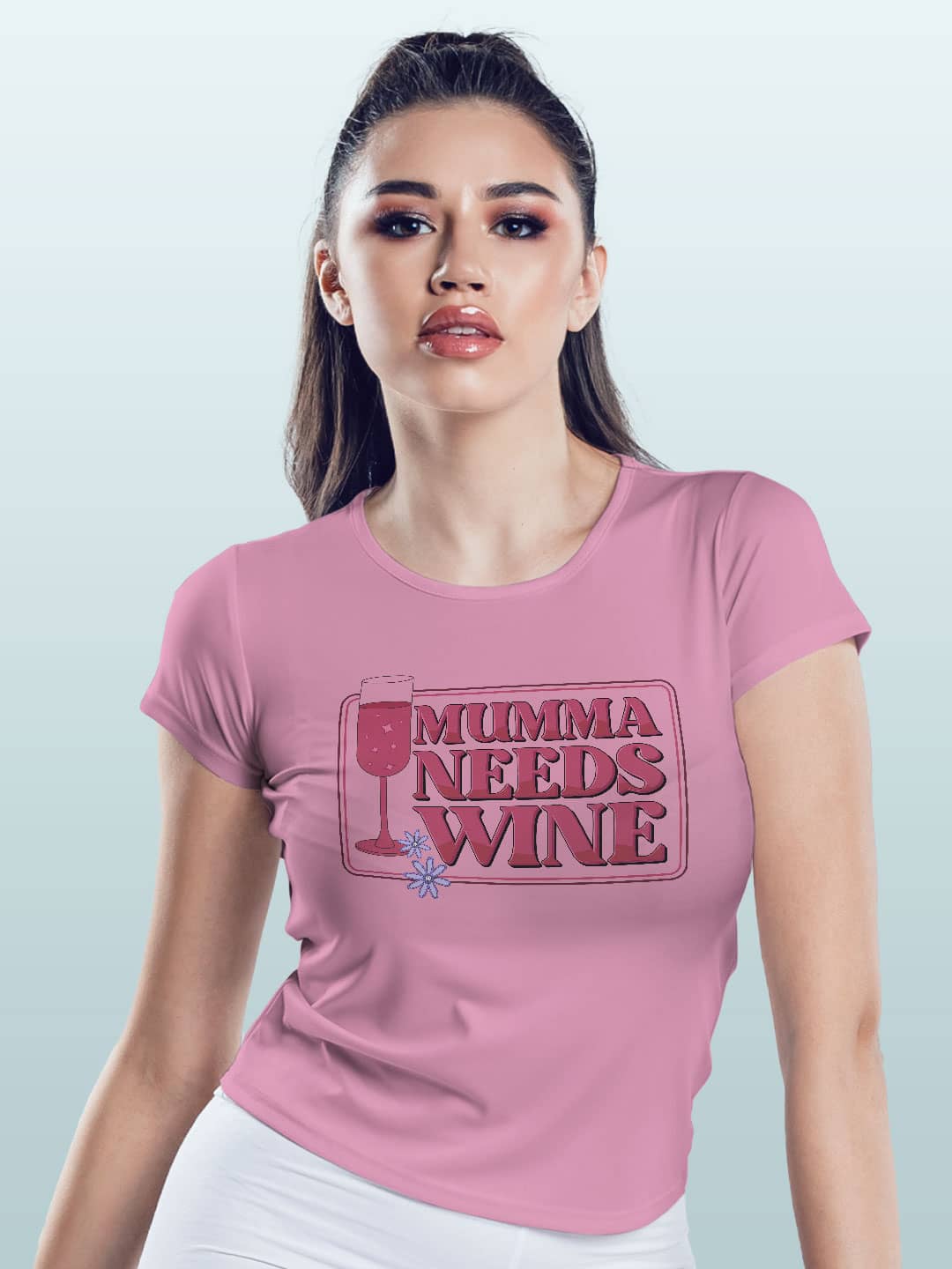 Mumma needs Wine - Womens T-Shirt Baby Pink Large