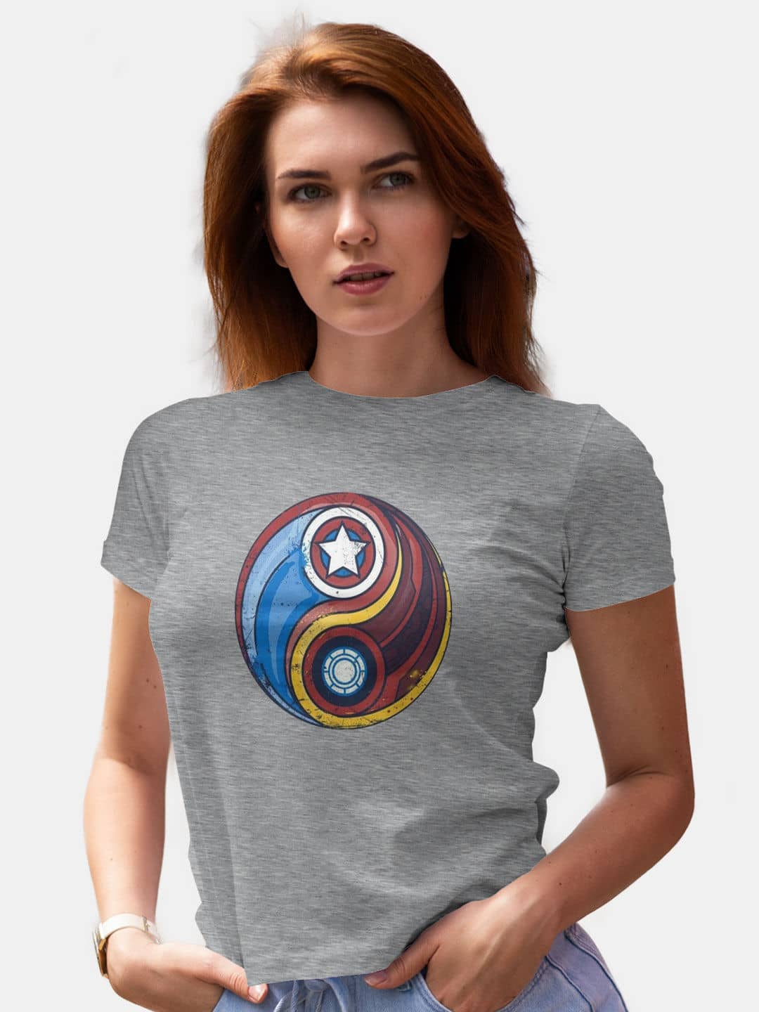 Marvel Yin Yang - Womens T-Shirt - Regular Fit - Grey Melange - XL