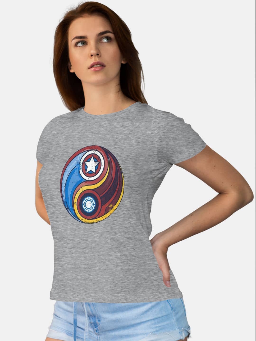Marvel Yin Yang - Womens T-Shirt - Regular Fit - Grey Melange - XL