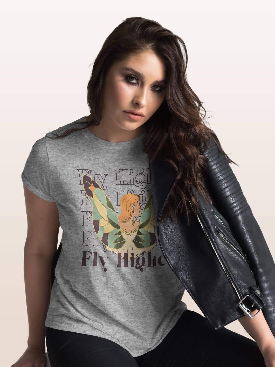Fly Higher - Womens T-Shirt Grey Melange Large