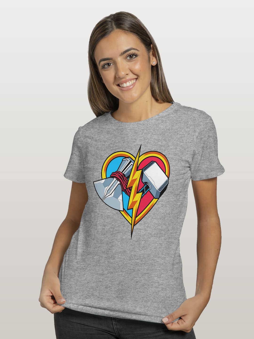 Love and Thunder - Womens T-Shirt Grey Melange Large