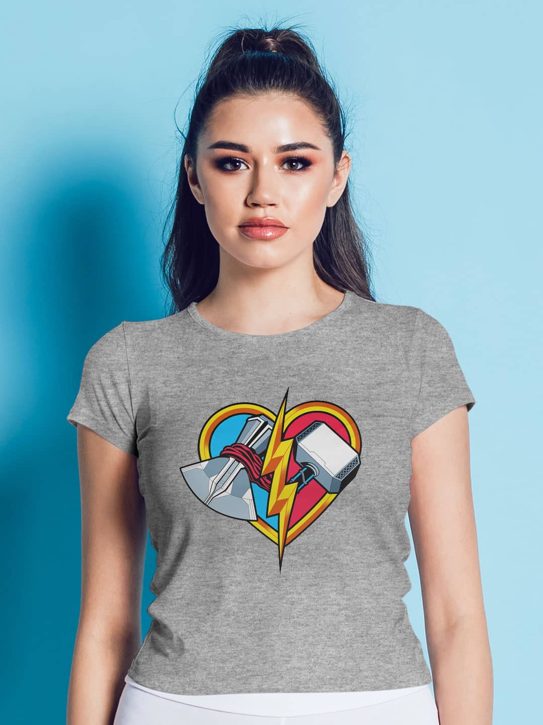 Love and Thunder - Womens T-Shirt Grey Melange Large