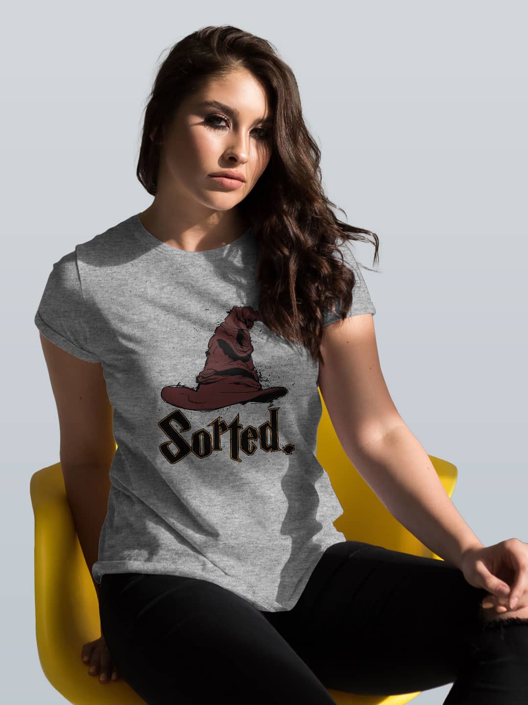 Sorting Hat - Womens T-Shirt - Regular Fit - Grey Melange - Large