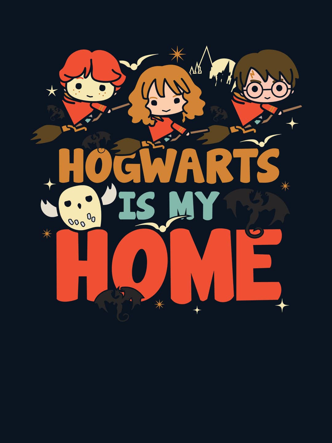 Harry and the Gang Chibi - Womens T-Shirt Navy Blue Large