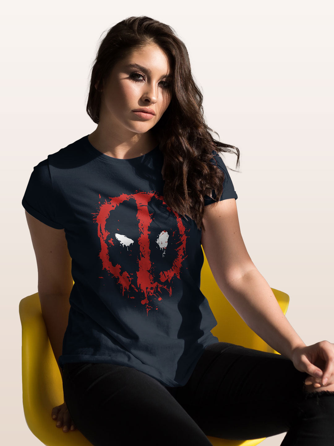 Deadpool Splash - Womens T-Shirt Navy Blue Medium