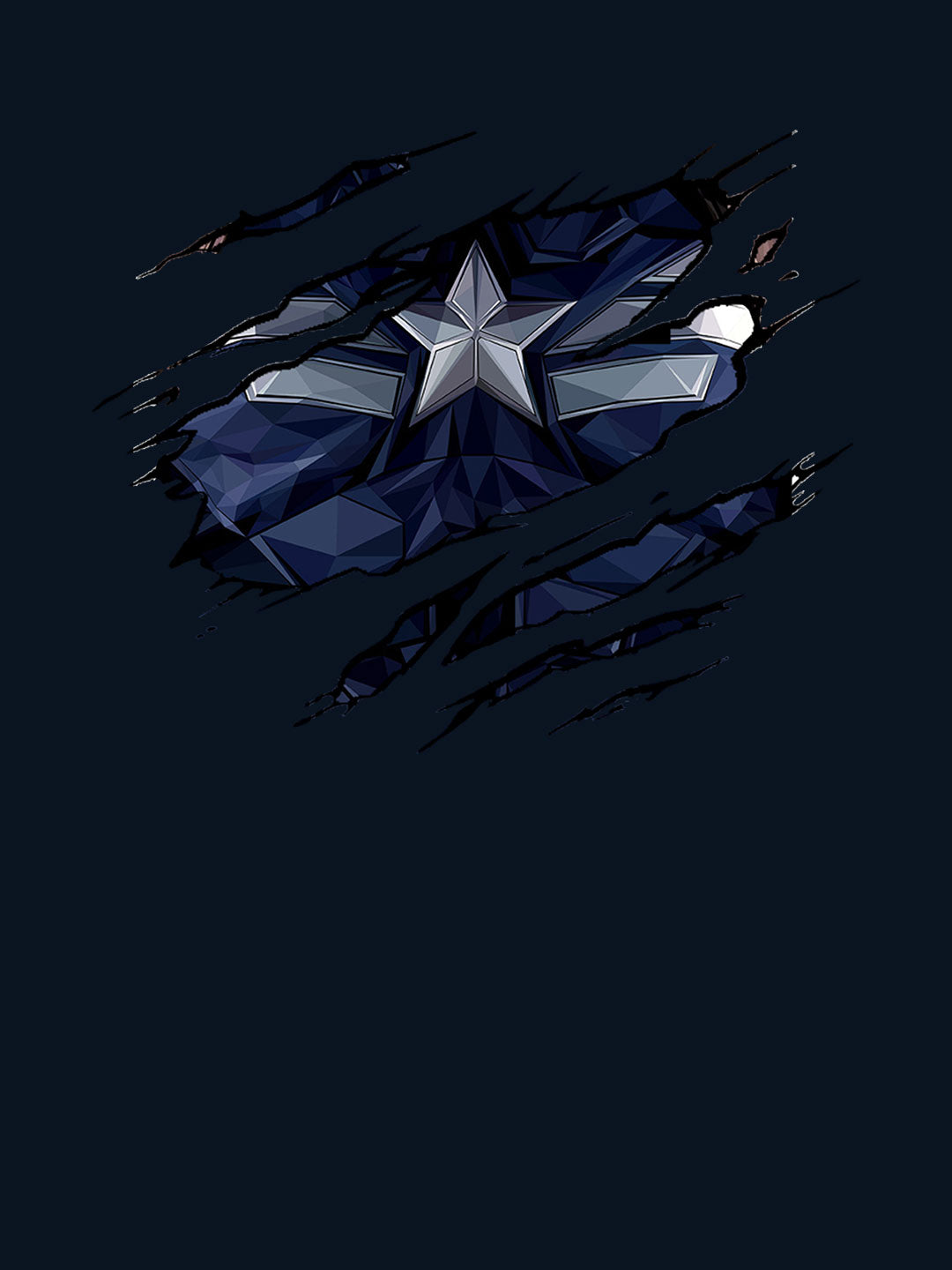 Ripped Captain America - Womens T-Shirt Navy Blue XXL