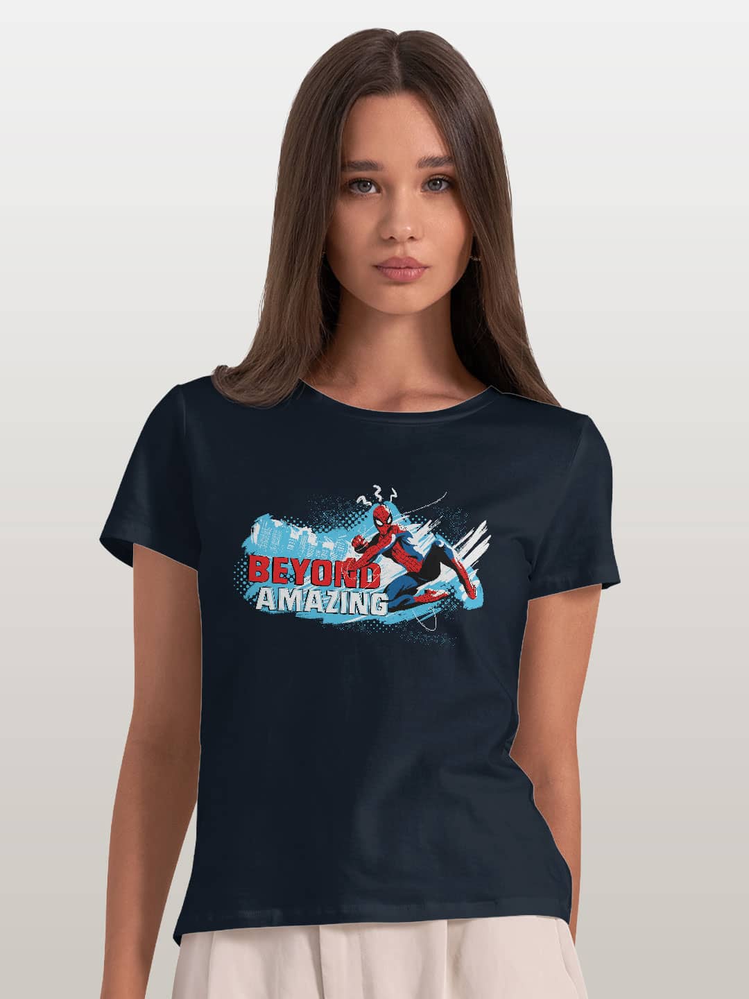 Beyond Amazing Spider Man - Womens T-Shirt Navy Blue Small